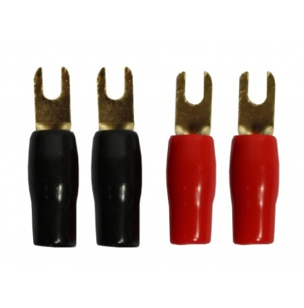 4 Guld gaffelkontakter - 10mm2